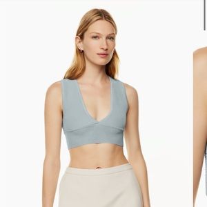 Aritzia Babaton Deep V Sculpt Knit Tank Blue